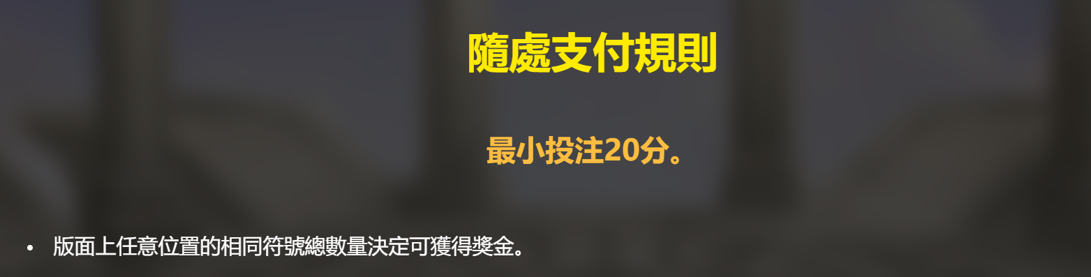 RSG 雷神之鎚隨處支付規則:版面任意位置相同符號總數量決定獎金